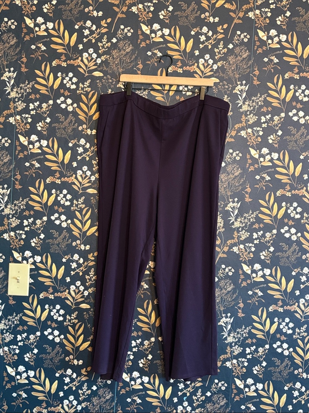 Eileen Fisher Plum Straight-Leg Pull On Trousers Size 3X